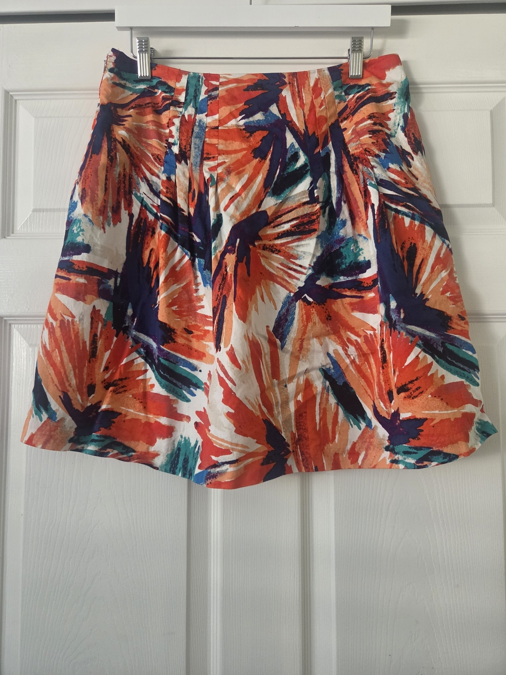 Women’s Colorburst Floral A-Line Skirt - Orange & Navy 12